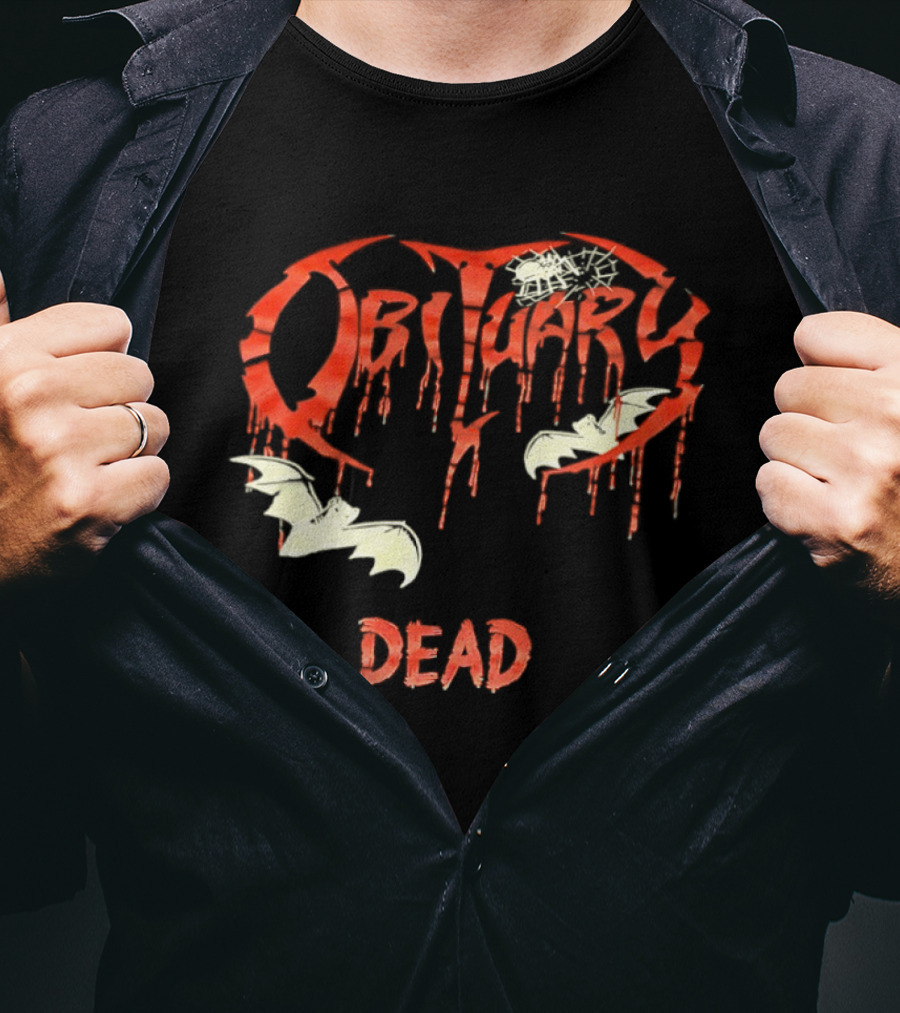 Obituary Dead Dripping Blood Bats T-Shirt