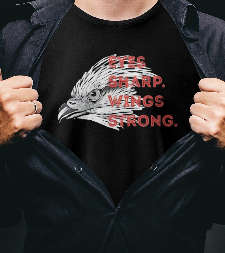 Raptor Bird Head Eyes Sharp Wings Strong T-Shirt