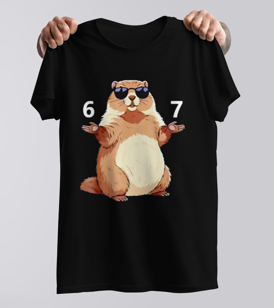 Groundhog Wearing Sunglasses 6 7 Six Seven Meme T-Shirt