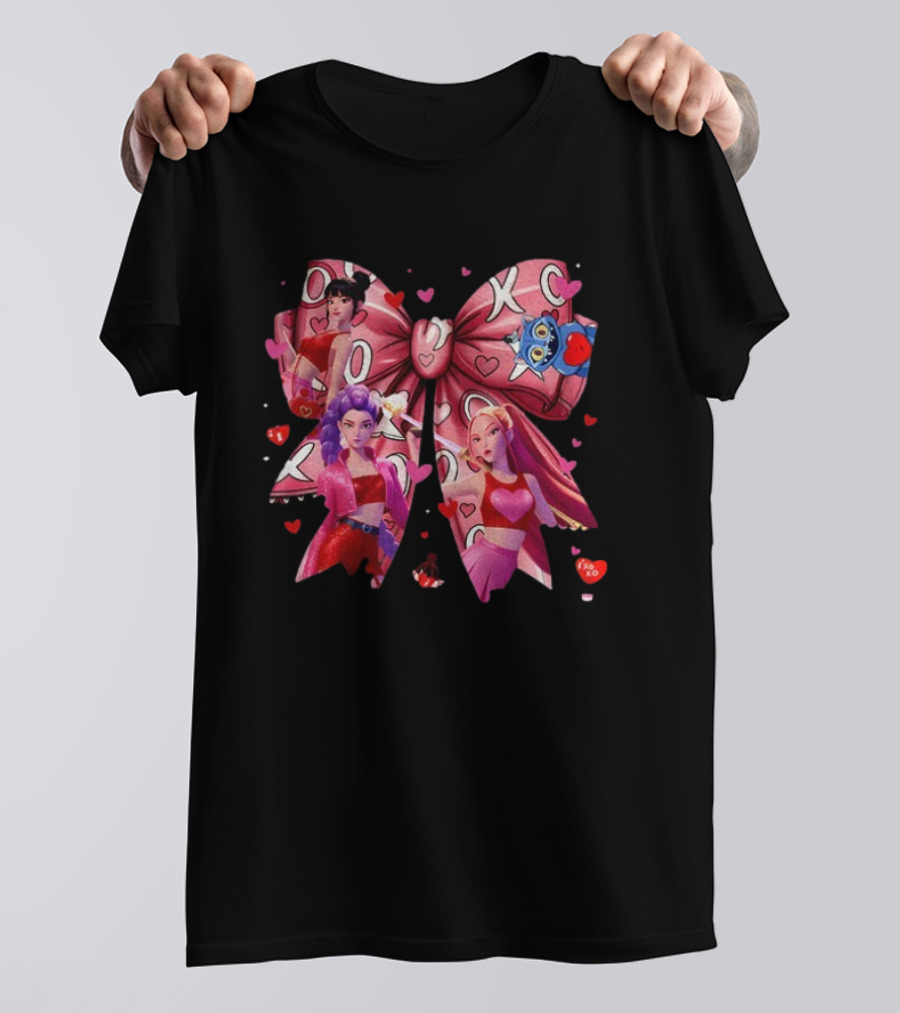 Huntrix Coquette XO Valentine's Kpop Demon Hunters Fantasy Ensemble T-Shirt