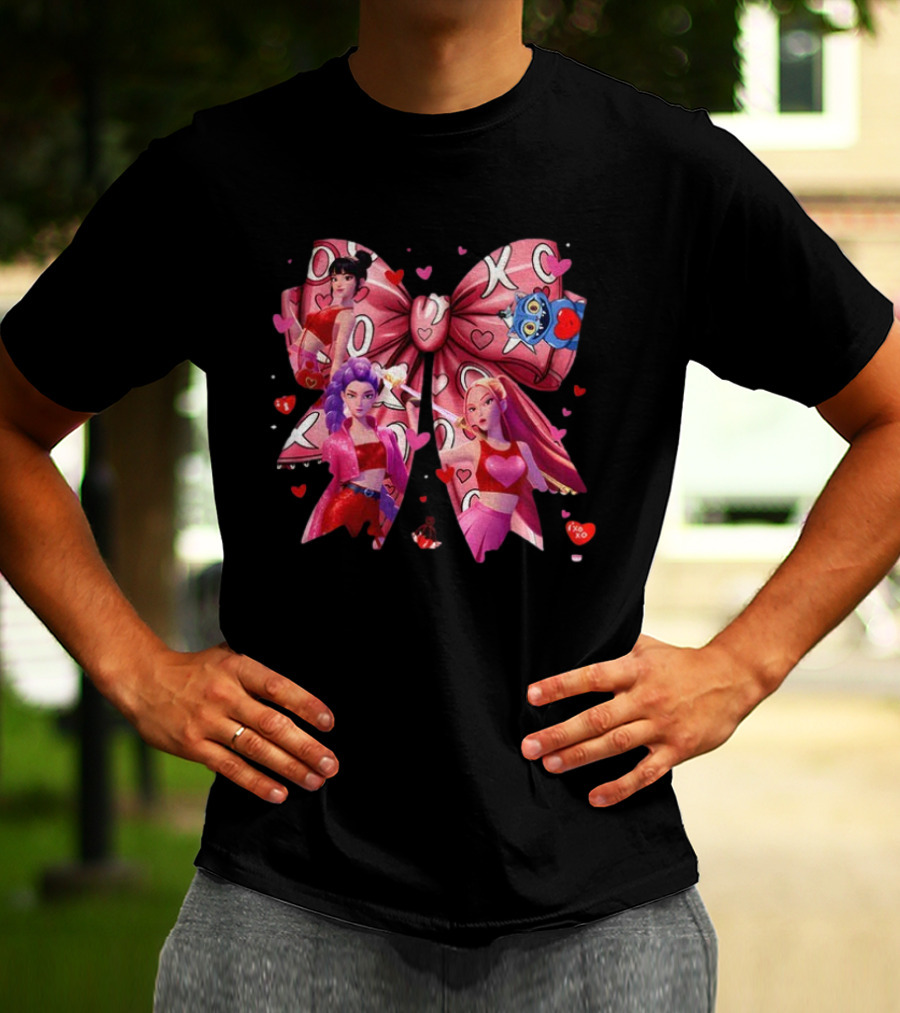 Huntrix Coquette XO Valentine's Kpop Demon Hunters Fantasy Ensemble T-Shirt