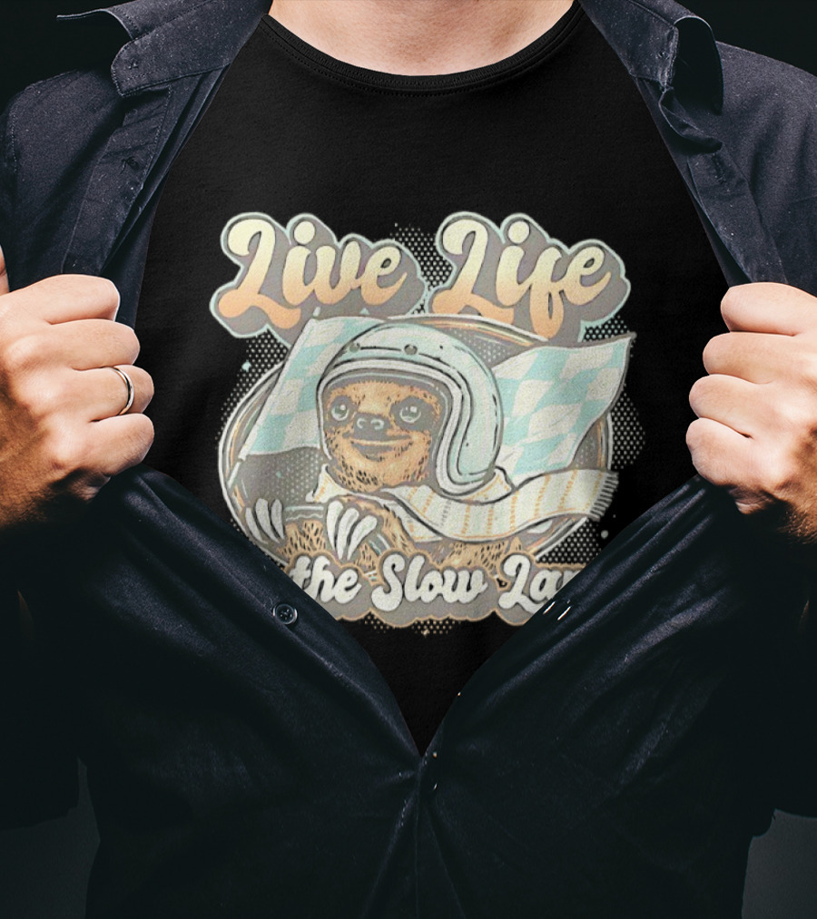Live Life In The Slow Lane Sloth Racing Helmet T-Shirt