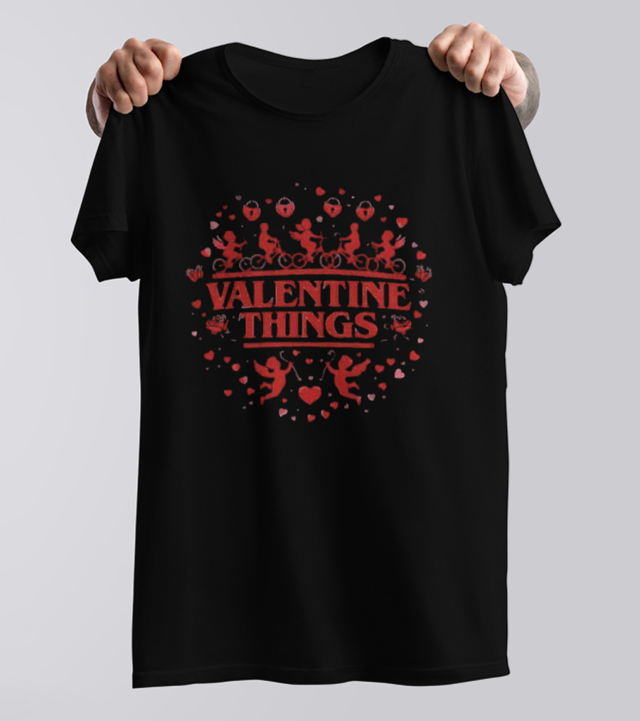 Valentine Things Romantic Cupid Hearts And Monsters T-Shirt