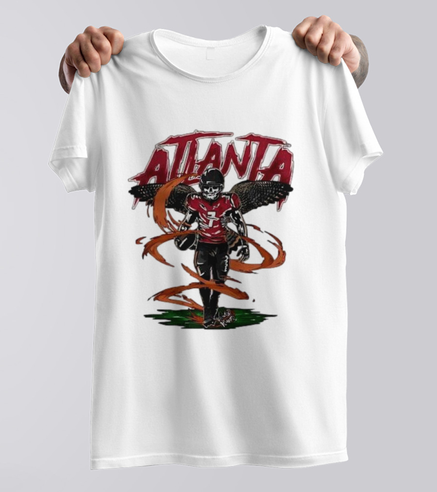 Atlanta Falcons Skeleton Football Player With Red Jersey And Wings T-Shirt