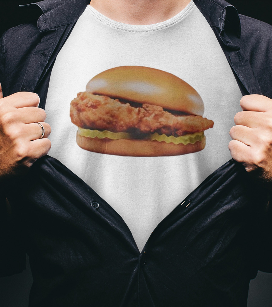 Crispy Chicken Hamburger Sandwich With Pickles T-Shirt