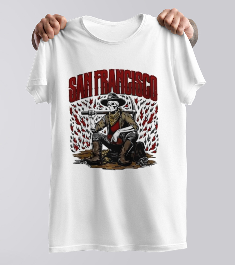 San Francisco 49ers Cowboy Skeleton Football T-Shirt