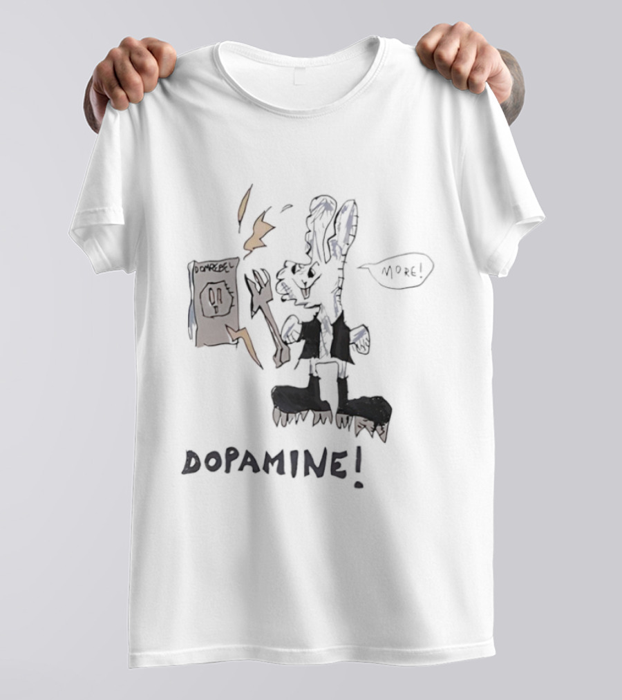 Dopamine Energized Bunny Cartoon Fun Humor T-Shirt