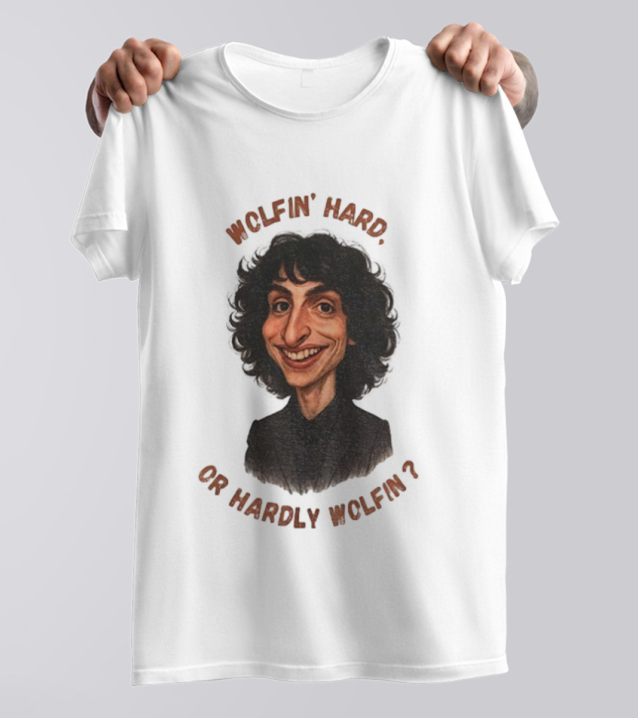 Finn Wolfhard Stranger Things Caricature Wolfin’ Hard Or Hardly Wolfin T-Shirt