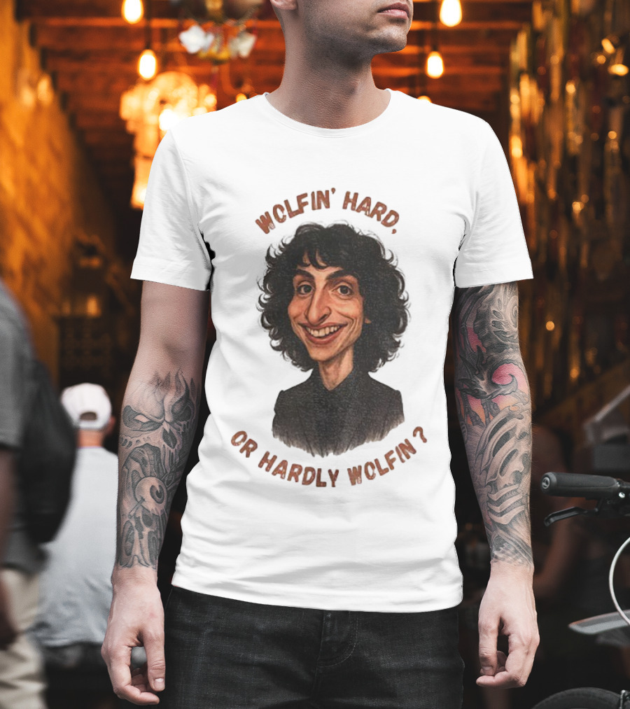 Finn Wolfhard Stranger Things Caricature Wolfin’ Hard Or Hardly Wolfin T-Shirt