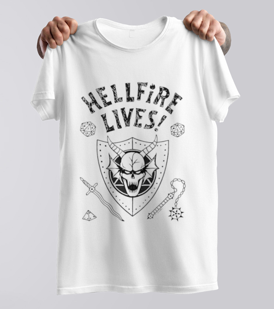 Skull Demon Shield Hellfire Lives Dice Dungeons Dragons D20 T-Shirt