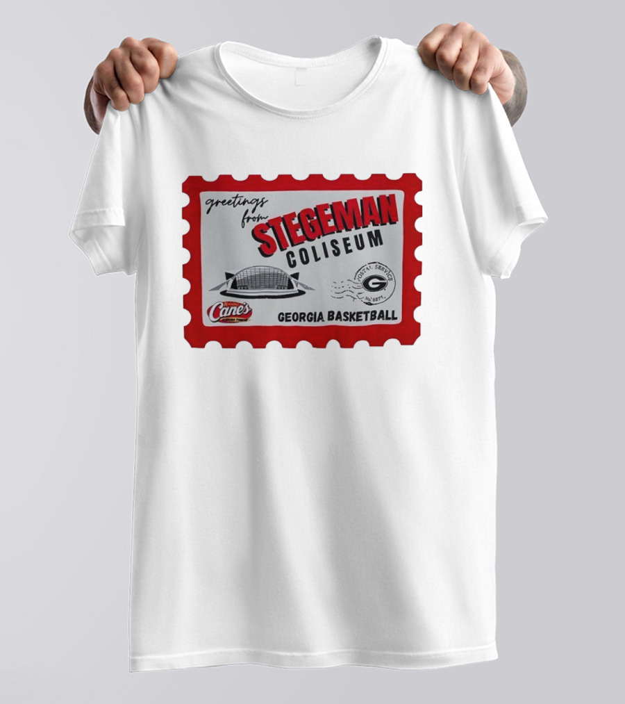 Greetings From Stegeman Coliseum Georgia Basketball Stamp Raising Cane's T-Shirt