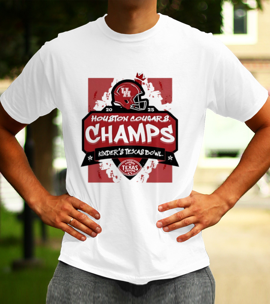Houston Cougars Champs Kinder's Texas Bowl UH Helmet Football Victory 2025 T-Shirt