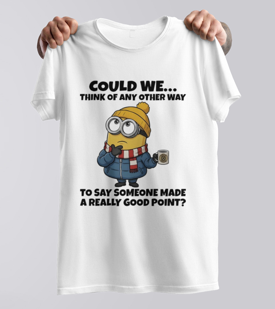 Minion Thinking Holding Coffee Winter Jacket And Beanie T-Shirt
