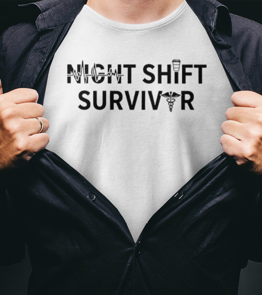 Night Shift Survivor Heartbeat Nurse T-Shirt