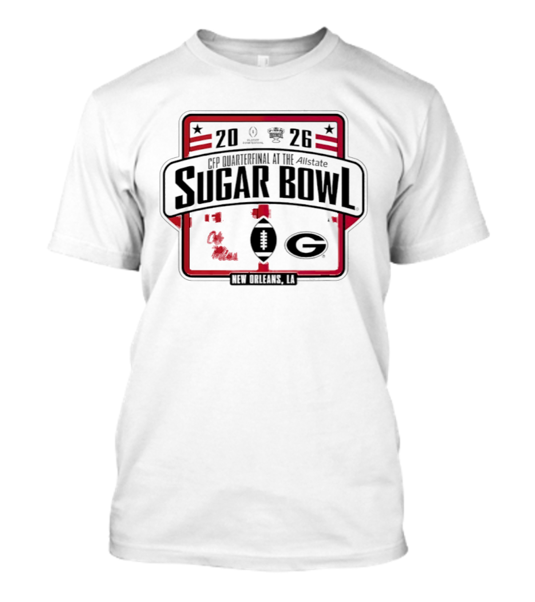 Ole Miss Rebels Vs Georgia Bulldogs Allstate Sugar Bowl CFP Quarterfinal 2025 2026 T-Shirt