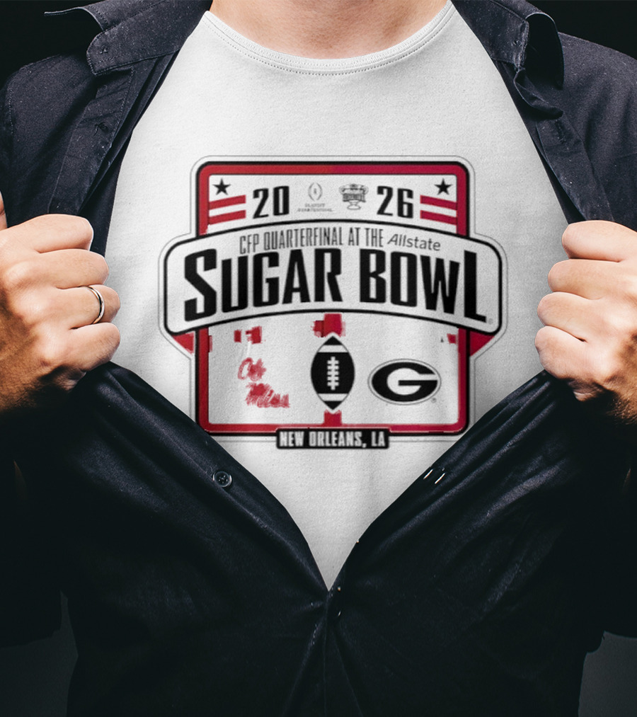 Ole Miss Rebels Vs Georgia Bulldogs Allstate Sugar Bowl CFP Quarterfinal 2025 2026 T-Shirt