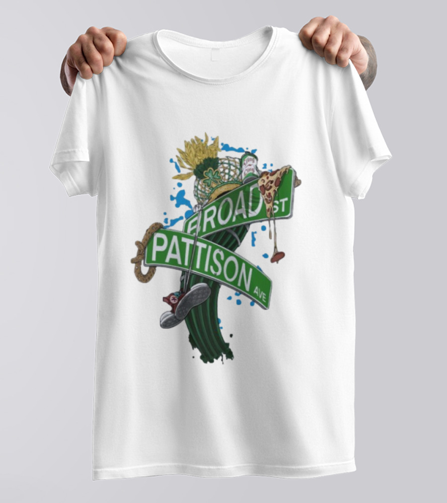 Philadelphia Eagles Broad St Pattison Ave Street Signs Pizza Cheesesteak Sunflower Clover T-Shirt