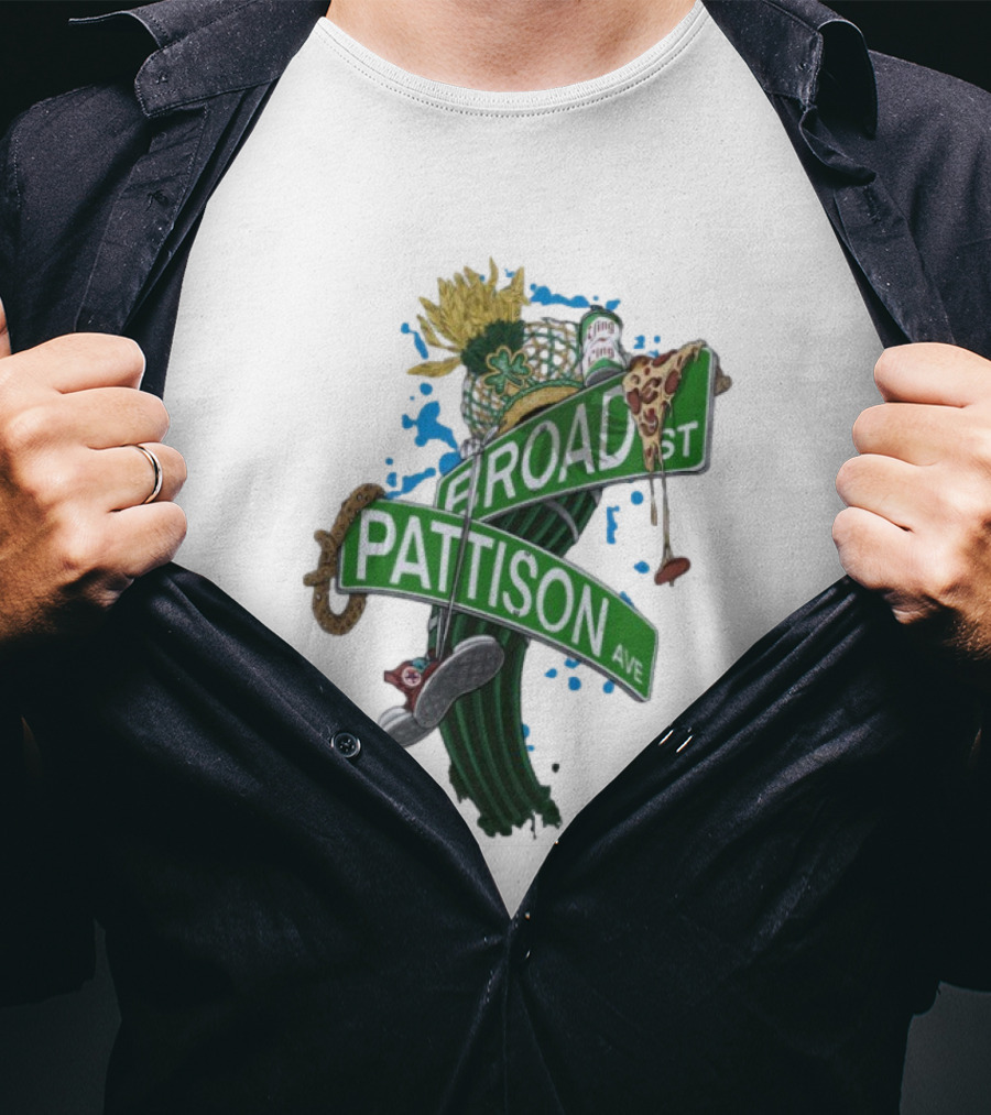 Philadelphia Eagles Broad St Pattison Ave Street Signs Pizza Cheesesteak Sunflower Clover T-Shirt