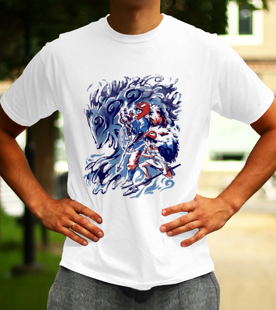 Princess Mononoke Ashitaka San Forest Spirit Wolf Scene T-Shirt