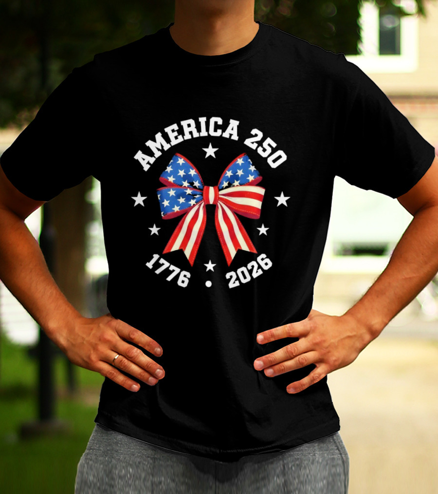 America 250 Patriotic Ribbon 1776 2026 Anniversary Celebration T-Shirt