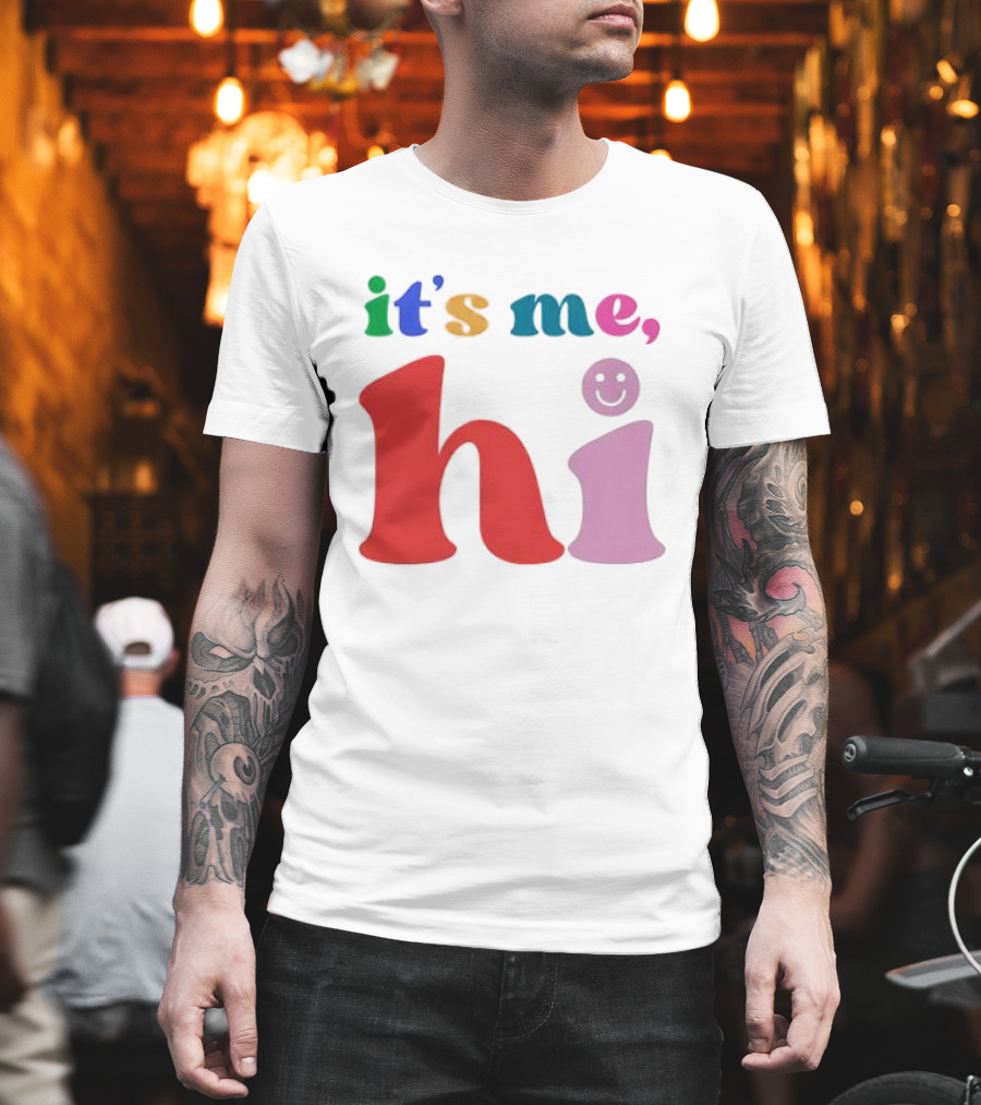 It's Me Hi Colorful Text With Smiley Face T-Shirt