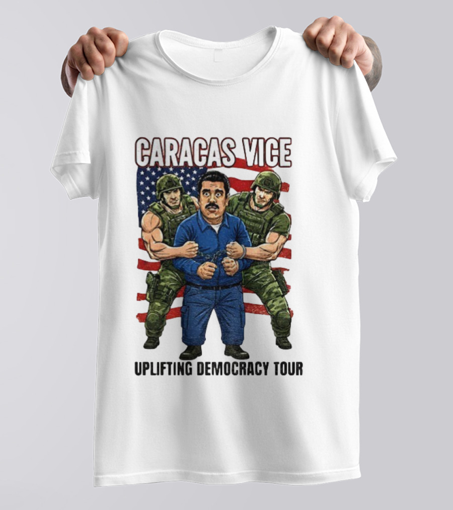 Caracas Vice Maduro Captured Uplifting Democracy American Flag T-Shirt
