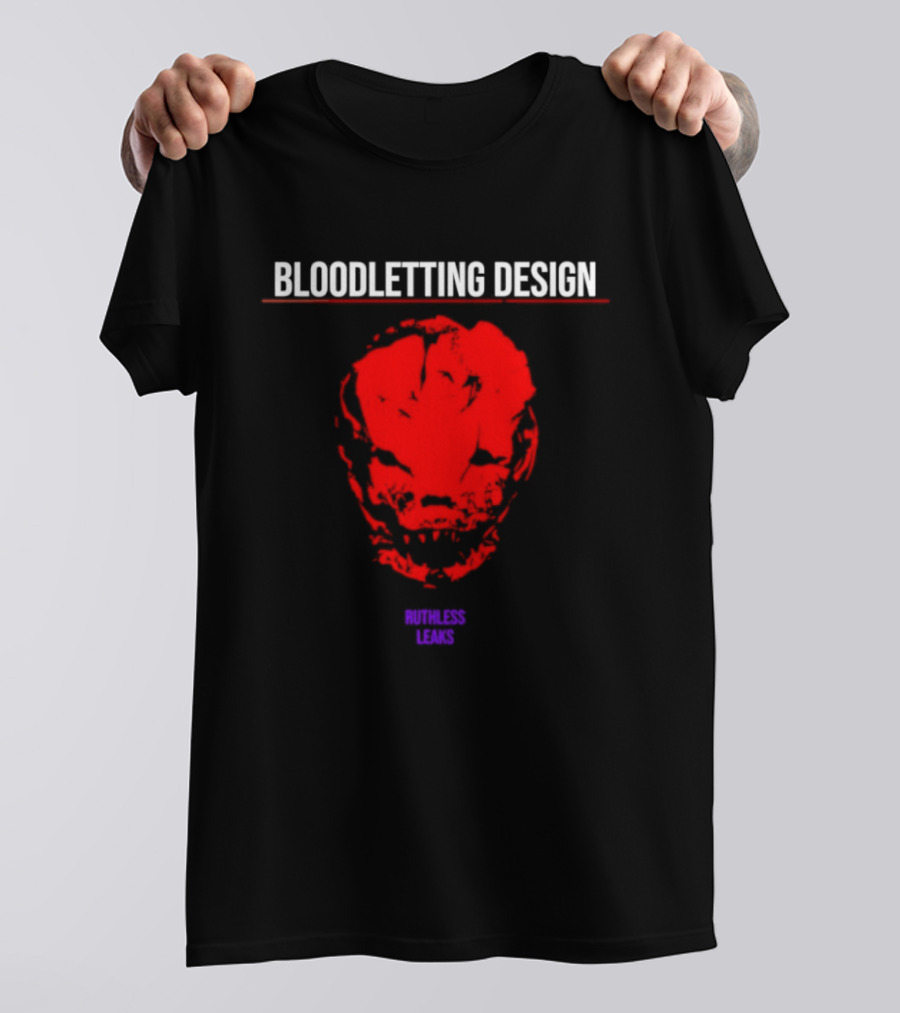Bloodletting Red Ruthless Leaks Skull T-Shirt