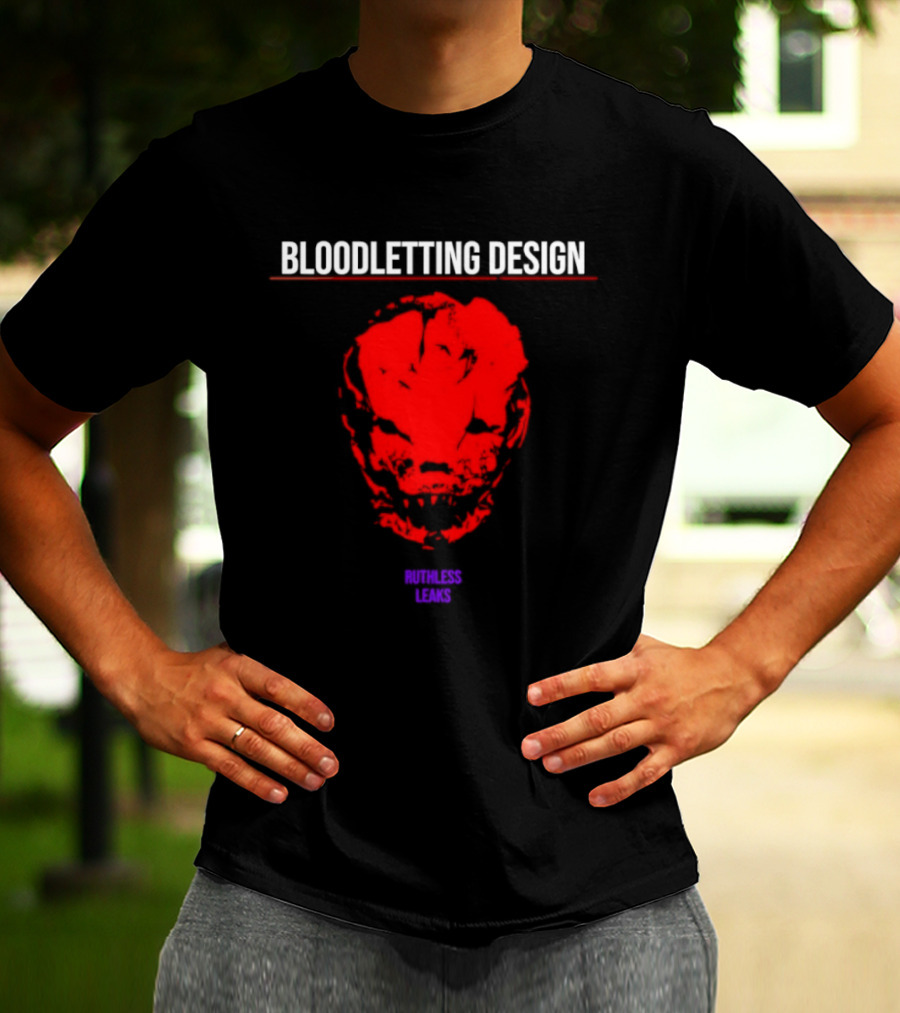 Bloodletting Red Ruthless Leaks Skull T-Shirt