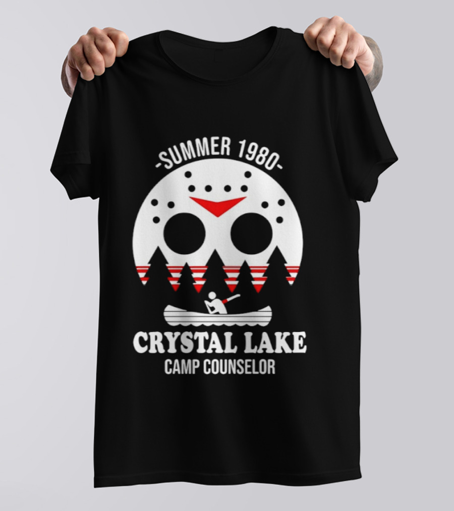 Jason Voorhees Summer 1980 Crystal Lake Camp Counselor Canoe Mask Retro Horror T-Shirt