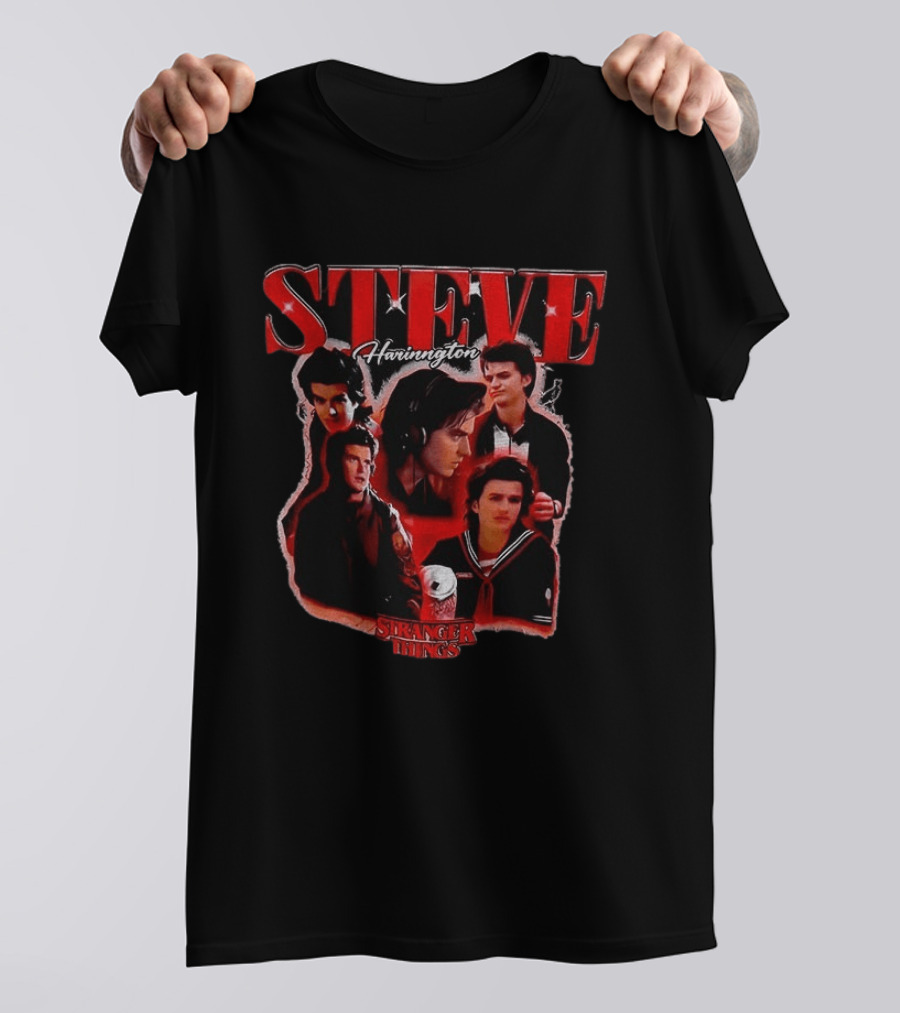 Stranger Things Steve Harrington Collage 80s Style Red T-Shirt