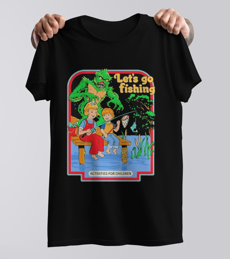 Let's Go Fishing Activities For Children Monster And Pond Adventure T-Shirt
