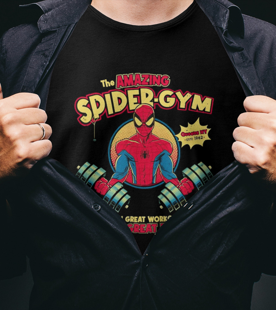 Top The Amazing Spider Gym With Great Workout Comes Great Power Established 1962 T-Shirt