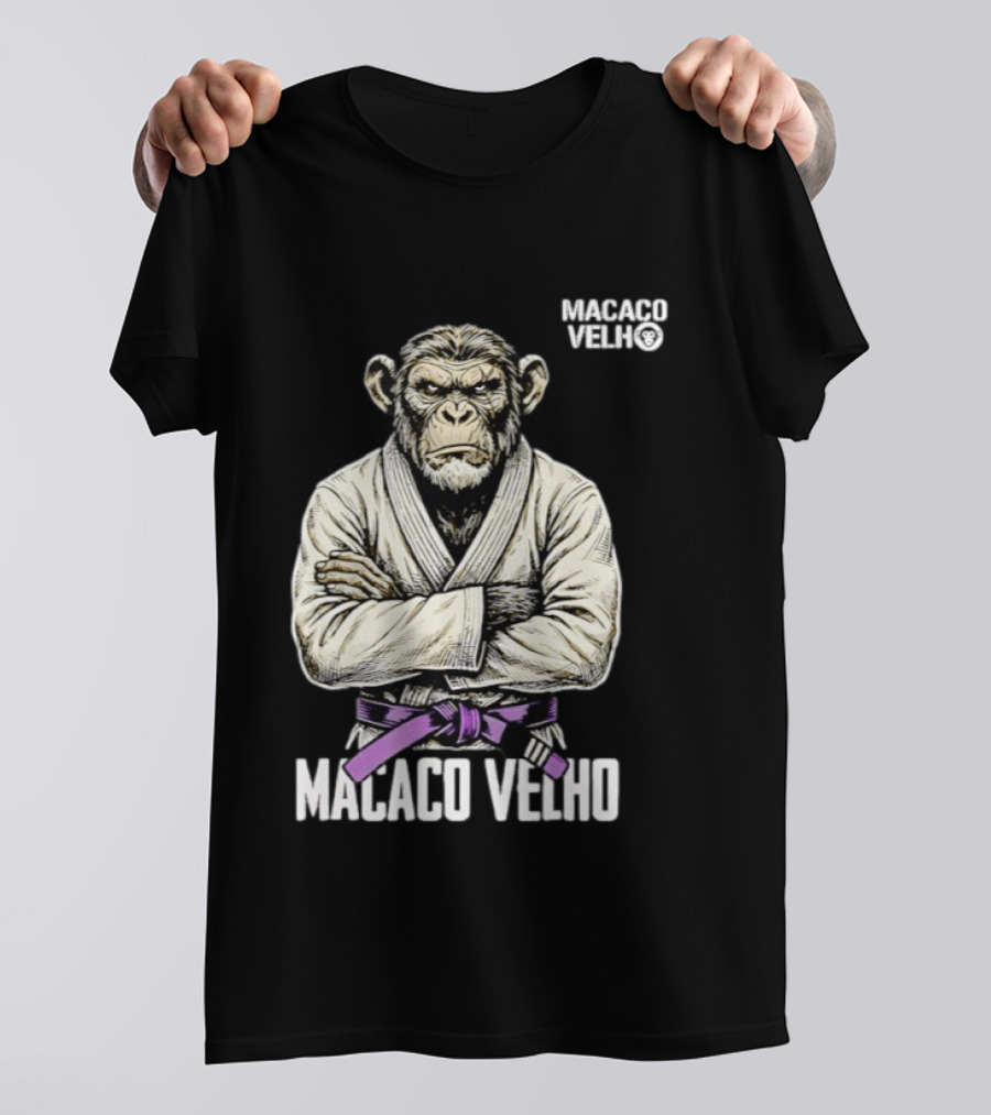 Monkey Macaco Velho Jiu Jitsu Purple Belt Seasoned Grappler T-Shirt