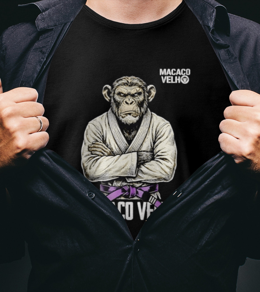 Monkey Macaco Velho Jiu Jitsu Purple Belt Seasoned Grappler T-Shirt
