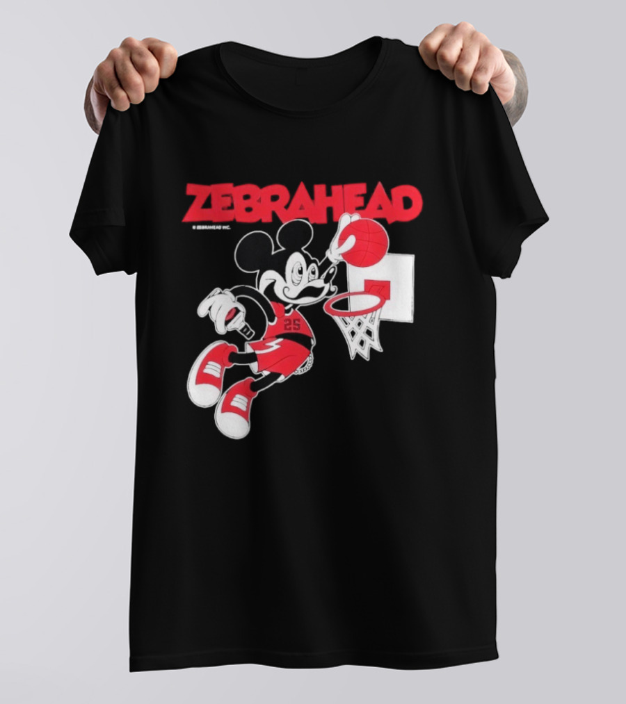 Zebrahead Mickey Mouse Slam Dunk Basketball 25 Retro Cartoon T-Shirt