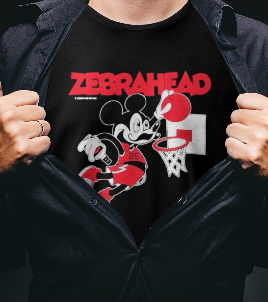 Zebrahead Mickey Mouse Slam Dunk Basketball 25 Retro Cartoon T-Shirt
