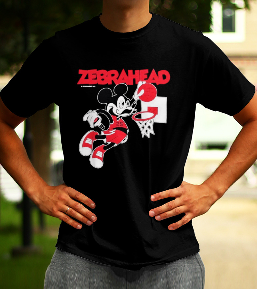 Zebrahead Mickey Mouse Slam Dunk Basketball 25 Retro Cartoon T-Shirt