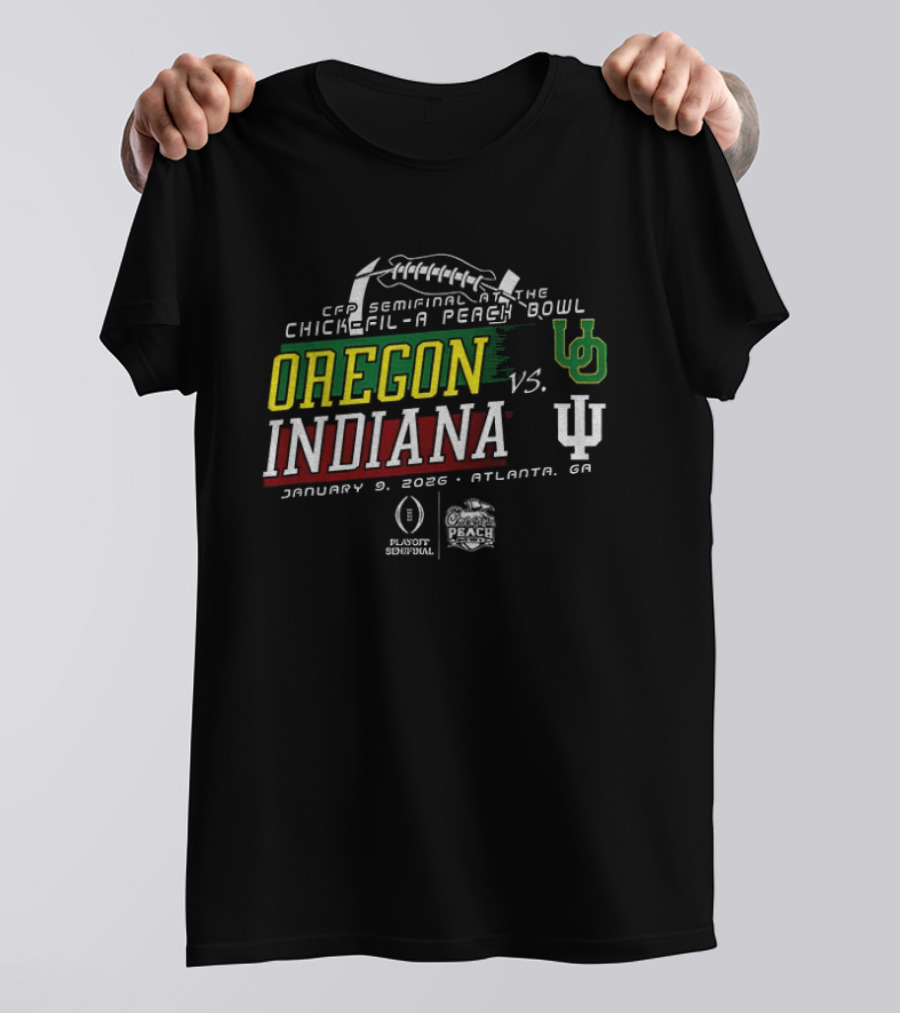 CFP Semifinal Chick Fil A Peach Bowl Oregon Vs Indiana January 2026 Atlanta GA Stadium Event T-Shirt