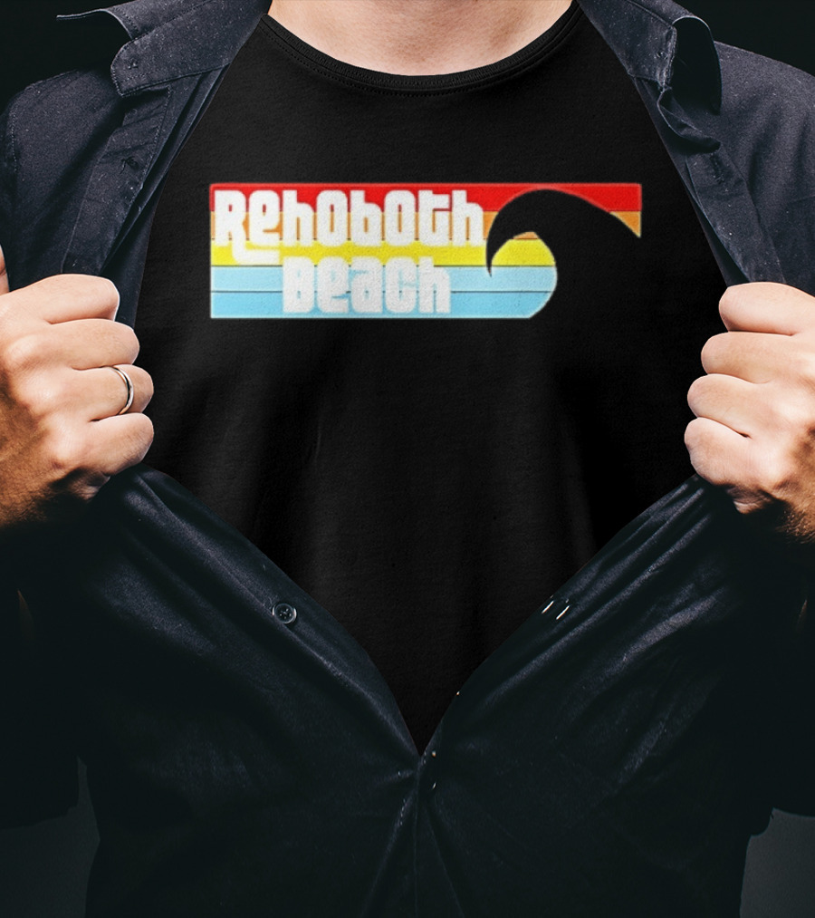 Rehoboth Beach Vintage Rainbow Wave T-Shirt