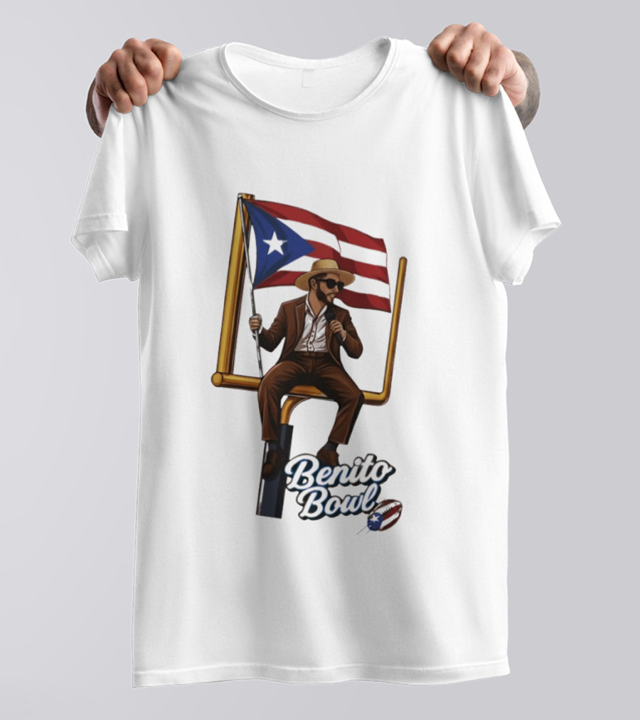Benito Bowl Puerto Rican Flag Halftime Show Football T-Shirt