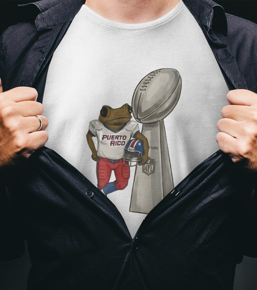 Bad Bunny Benito Bowl Puerto Rico Coqui Frog NFL Super Bowl Halftime Football T-Shirt