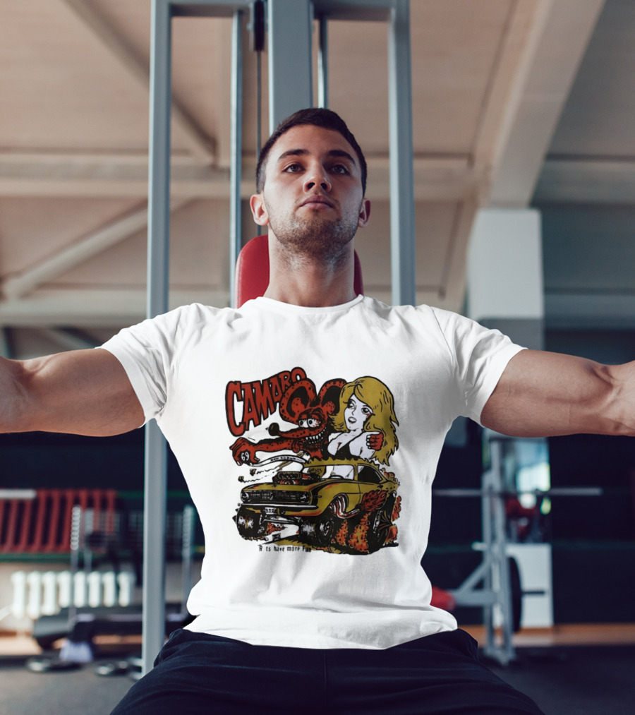 Camaro 69 Rats Have More Fun Blonde Lady Hot Rod Cartoon T-Shirt