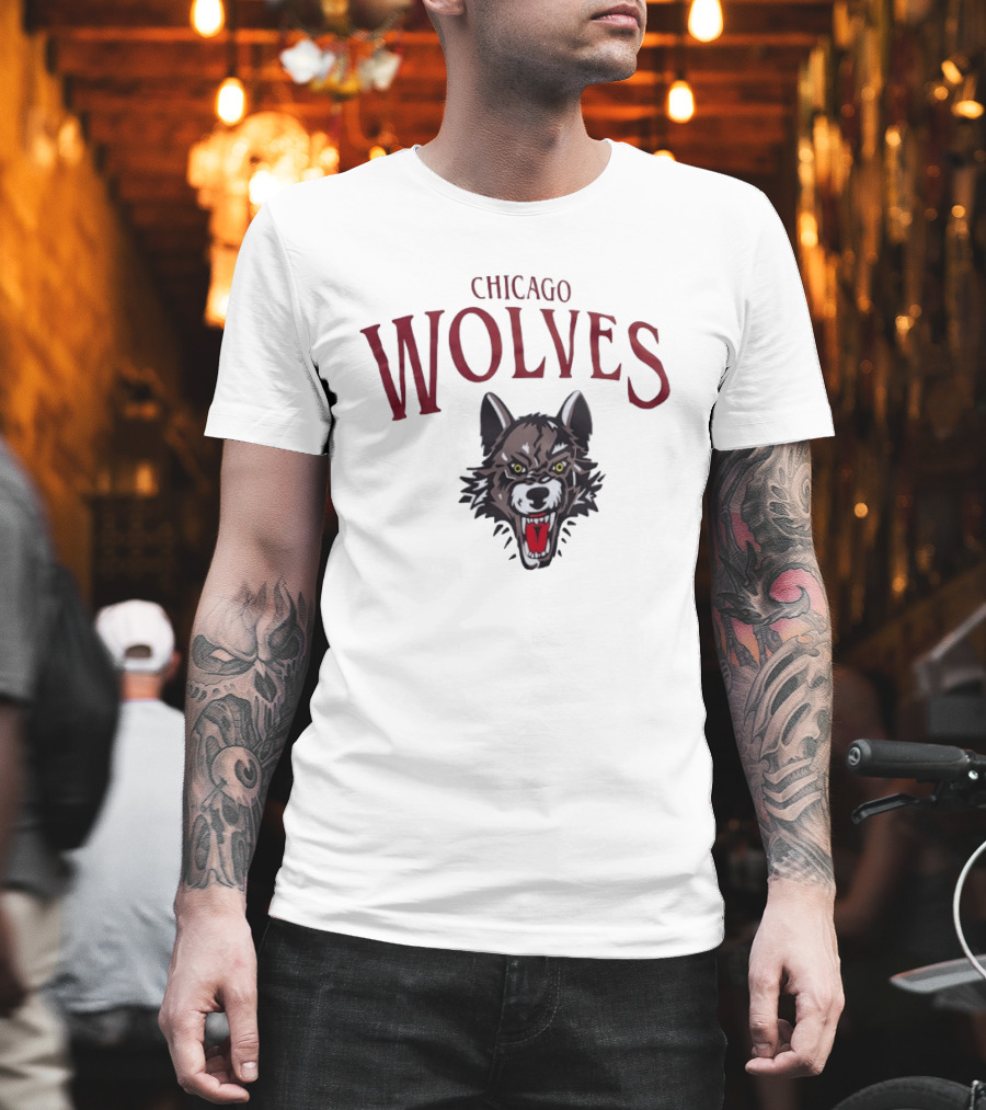 Chicago Wolves Fierce Team Emblem Hockey Merchandise T-Shirt