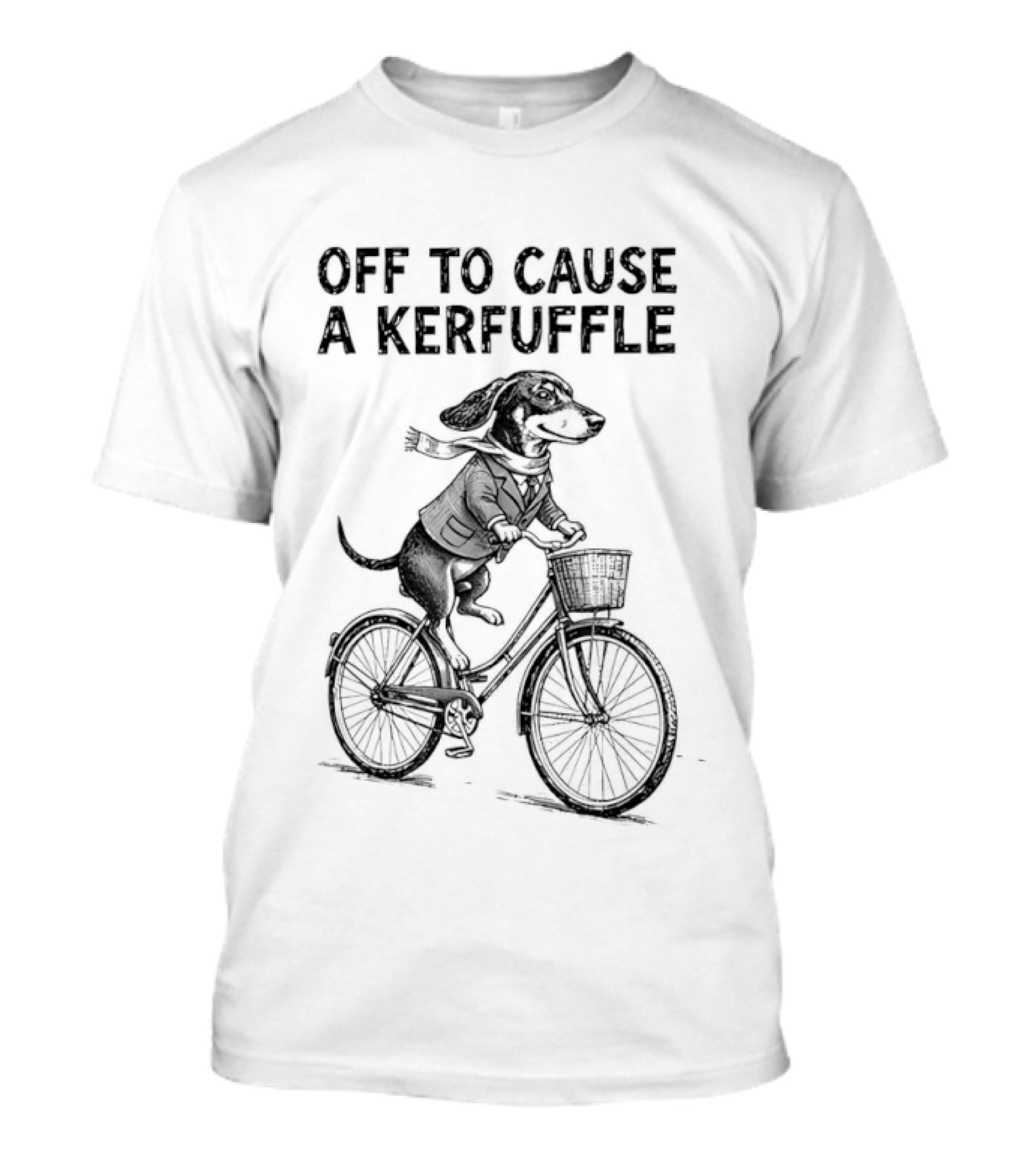 Dachshund Off To Cause A Kerfuffle Riding Bicycle T-Shirt