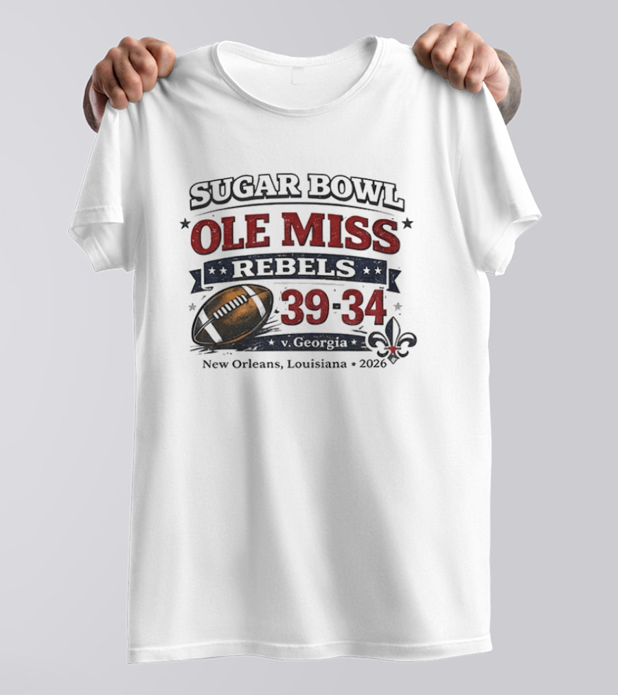 Sugar Bowl Ole Miss Rebels 39 34 Georgia New Orleans 2026 T-Shirt