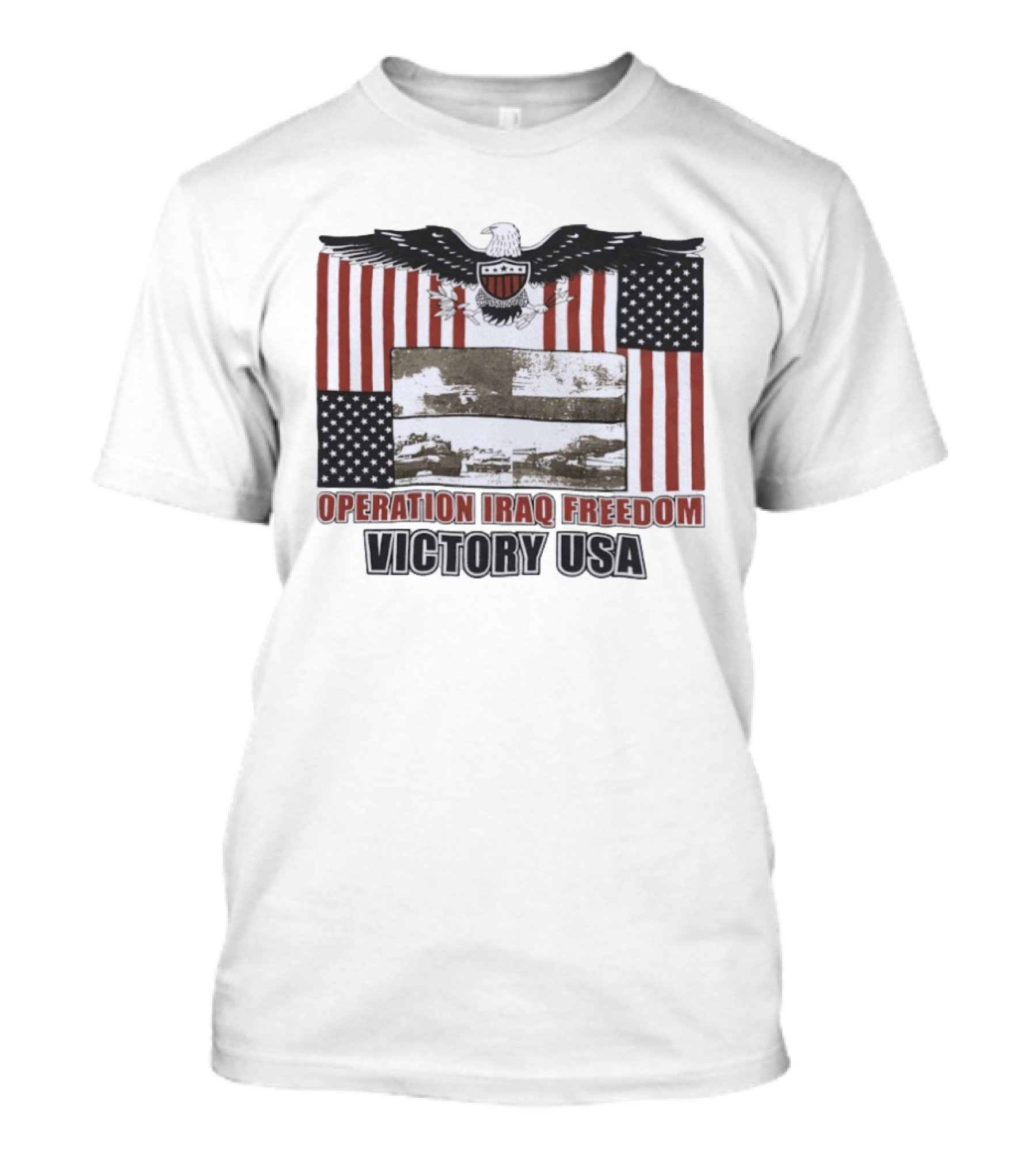 Operation Iraq Freedom Victory USA American Flag Eagle T-Shirt