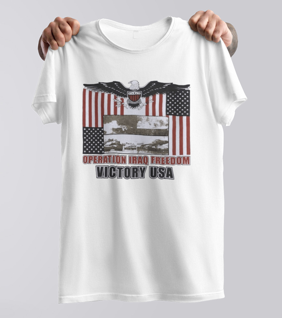 Operation Iraq Freedom Victory USA American Flag Eagle T-Shirt