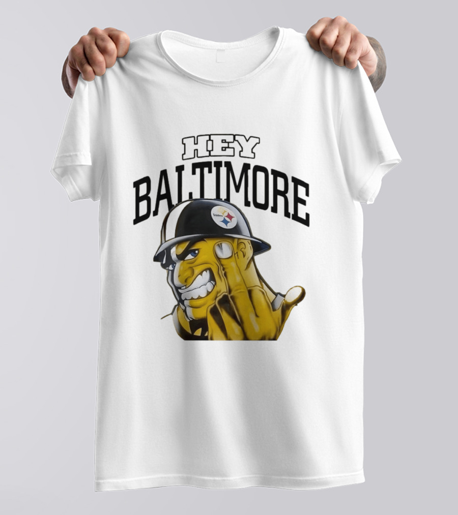 Pittsburgh Steelers Hey Baltimore Middle Finger Gesture T-Shirt