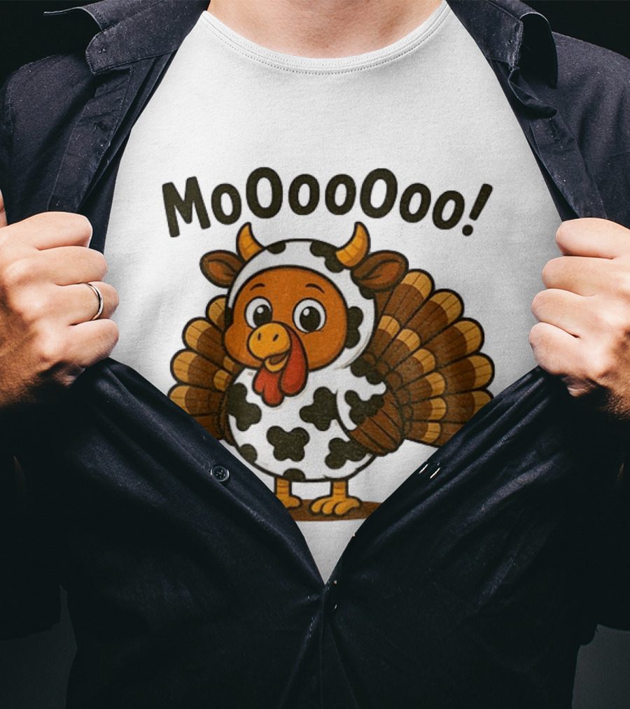 Mooooooo Thanksgiving Cow Turkey Humor T-Shirt