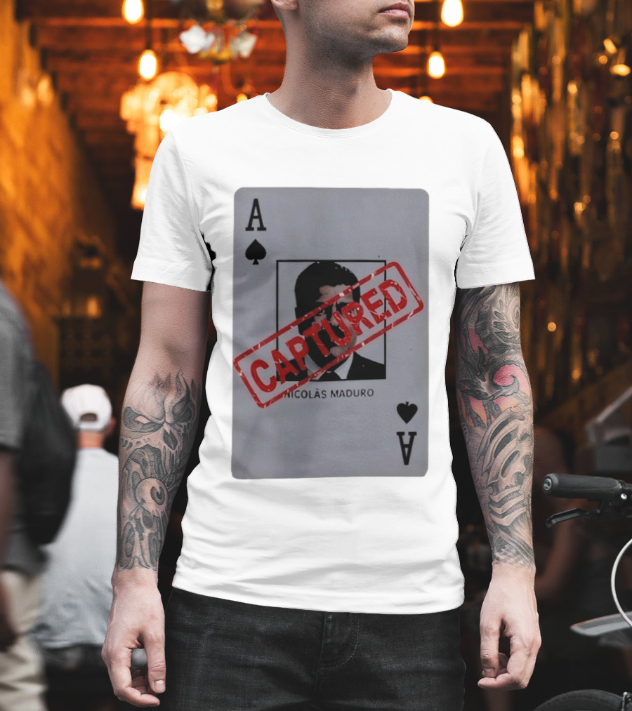 Nicolas Maduro Ace Of Spades Playing Card Captured Stamp T-Shirt